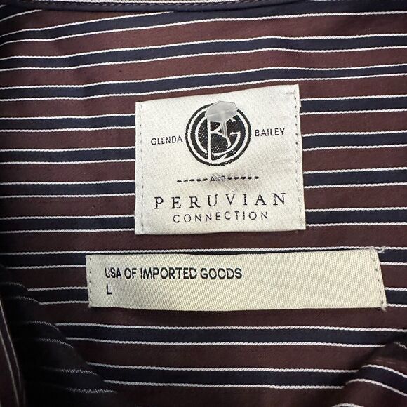 Peruvian Connection x Glenda Bailey Dress Womens Large Striped Shirt Pockets - Picture 8 of 12